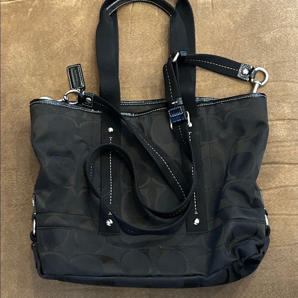Coach Black Signature Pattern Tote - Picture 3 of 5